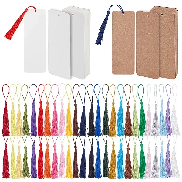 200Pcs 2 Colors Rectangle Paper Blank Bookmark