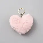 Heart Polyester Rabbit Hair Pendant Keychain