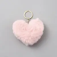 Heart Polyester Rabbit Hair Pendant Keychain