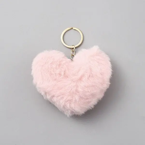 Heart Polyester Rabbit Hair Pendant Keychain