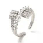 Clear Cubic Zirconia Rectangle Open Cuff Ring