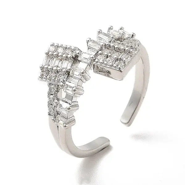 Clear Cubic Zirconia Rectangle Open Cuff Ring
