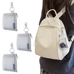 3Pcs Rectangle Nylon Mesh Zipper Wallets Pendant Decorations