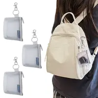 3Pcs Rectangle Nylon Mesh Zipper Wallets Pendant Decorations