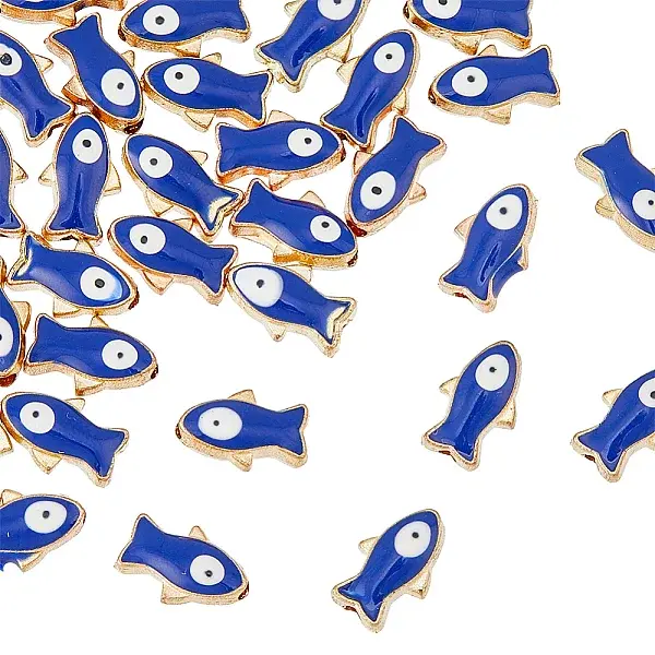 Light Gold Plated Alloy Enamel Beads