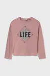 Dětské bavlněné tričko s dlouhým rukávem Mayoral růžová barva, 7008