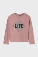 Dětské bavlněné tričko s dlouhým rukávem Mayoral růžová barva, 7008