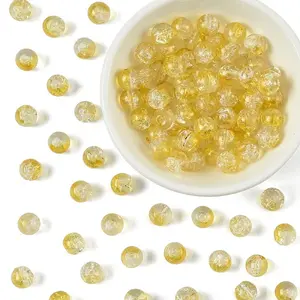 100Pcs Transparent Spray Painted Crackle Glass Beads