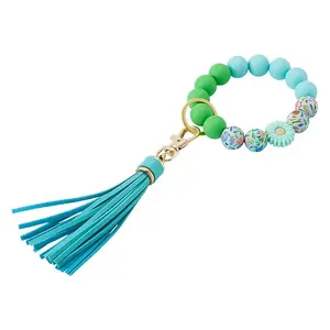 Silicone Beaded Wristlet Keychains