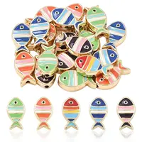 20Pcs Light Gold Tone Alloy Enamel Beads