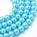 Baking Paint Pearlized Glass Pearl Round Bead Strands