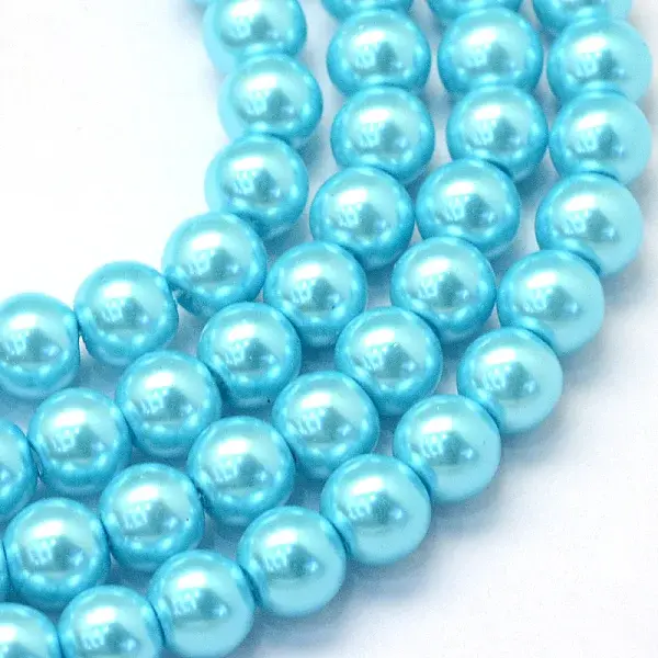 Baking Paint Pearlized Glass Pearl Round Bead Strands