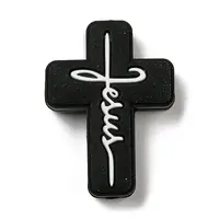 Cross with Word Jesus Silicone Focal Beads