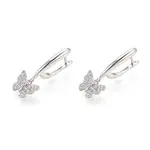 Brass Micro Pave Clear Cubic Zirconia Butterfly Hoop Earrings
