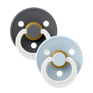 BIBS Dudlíky z přírodního kaučuku noční Colour 2ks, velikost 3 - Iron / Baby Blue