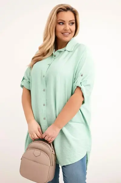 Plus size viskózová košeľa s predĺženým chrbtom