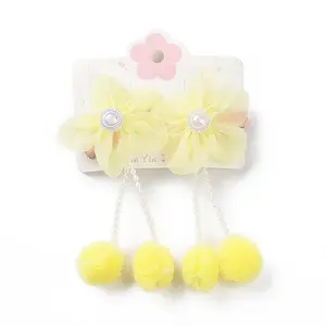 Flower Cloth Metallic Alligator Hair Clips