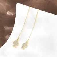 Fish Brass Micro Pave Clear Cubic Zirconia Ear Thread