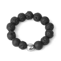 4MM Round Natural Lava Rock Beaded Stretch Rings