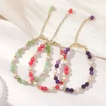 Adjustable Natural Quartz and Freshwater Pearl Beads Bead Bracelets