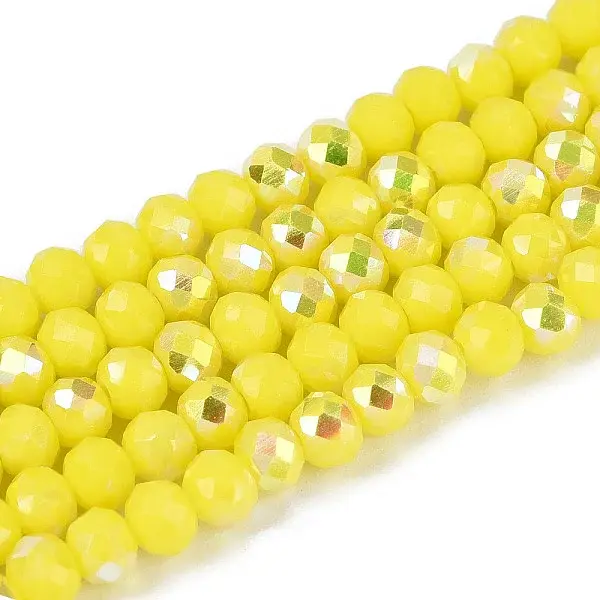 AB Color Plated Opaque Glass Rondelle Beads Strands
