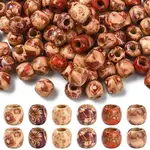 100Pcs Printed Wooden Dyed Beads