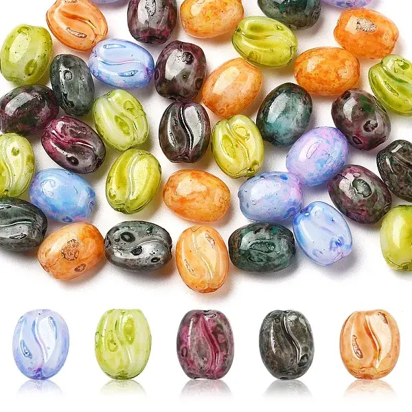 40Pcs 5 Colors Baking Paint Glass Seed Beads