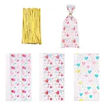 45Pcs 3 Styles Heart Print Plastic Cookies Storage Bags