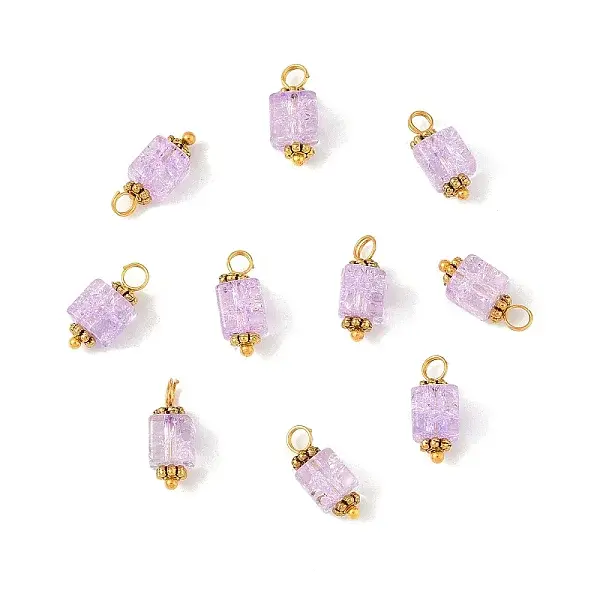 10Pcs Crackle Glass Pendants