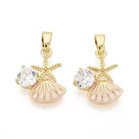 Brass Micro Pave Clear Cubic Zirconia Charms