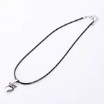 Antique Silver Alloy Heart Waxed Cord Pendant Necklaces