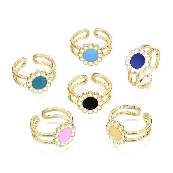 Brass Enamel Cuff Rings