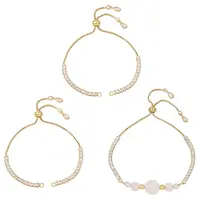 3Pcs Brass Pave Clear Cubic Zirconia Square Slider Bracelet Making