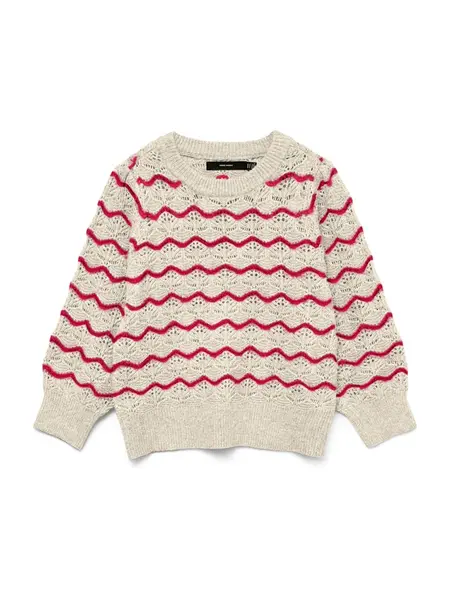 VERO MODA Sveter 'VMLEONOR'  béžová / červená