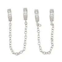 Brass Micro Pave Clear Cubic Zirconia Safety Chains
