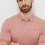 Bavlněné polo tričko HUGO růžová barva, 50466182
