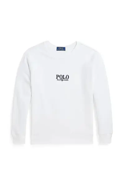 Dětská bavlněná mikina Polo Ralph Lauren bílá barva, s aplikací, 323958154001