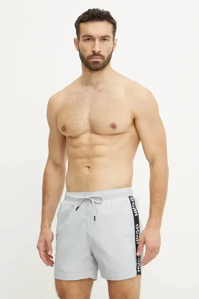 Plavkové šortky HUGO FAB šedá barva