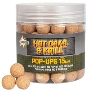 Dynamite baits plovoucí boilie pop ups hot crab krill 15 mm