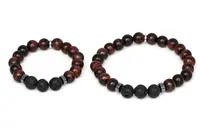 Agato Minerální náramek pro otce se synem MINK144/SET (onyx, apatit, hematit)