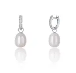 JwL Luxury Pearls Stříbrné kruhové náušnice á la vévodkyně Kate s pravou perlou a zirkony 3v1 JL0685