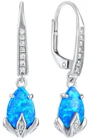 Silvego Stříbrné náušnice s modrým syntetickým opálem JJJE1267B