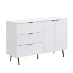 Urban Meuble SIDEBOARD bílý a vlnitý design se 3 zásuvkami a 2 dvířky