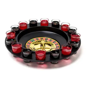 Relaxdays RULETA Červená Černá pitná hra 16 panáků