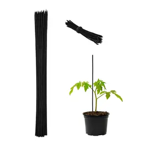 Relaxdays OPĚRNÁ TYČ Černá 50ks-set Bambus 60 cm