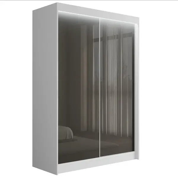 ALTDECOR ŠATNÍ SKŘÍŇ PEKA s LED – 150 cm – bílá|šedá