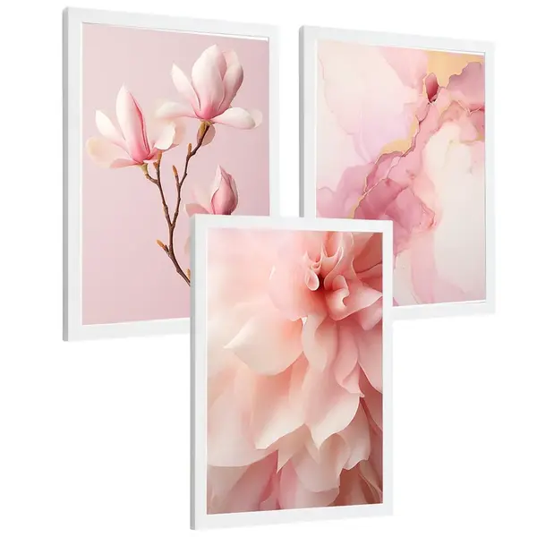 Nacnic PLAKAT Sada 3 Fuchsia Pink A3 Bílý rám