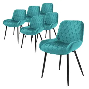 ML-DESIGN JÍDELNÍ ŽIDLE, sada 6 ks, petrolový samet