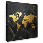 MuchoWow OBRAZ NA PLÁTNĚ Mapa světa - Zlato - Mramor 50x50 cm