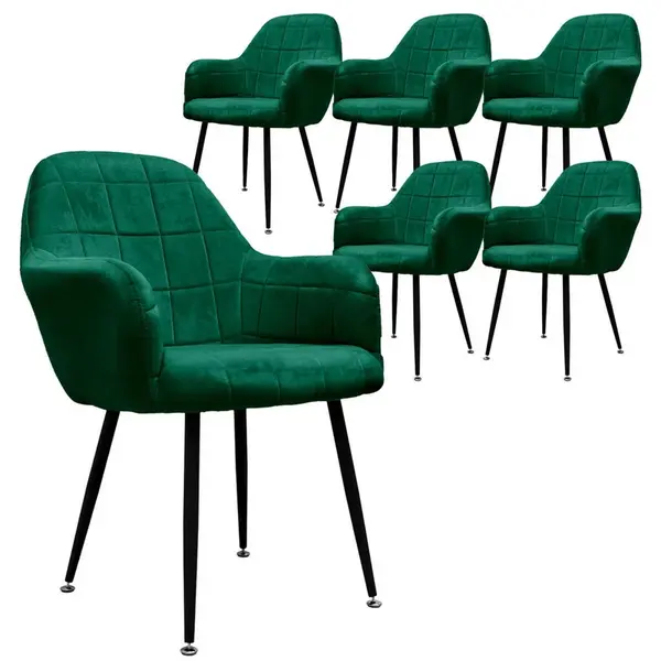 ML-DESIGN JÍDELNÍ ŽIDLE, sada 6 ks, tmavě zelený samet